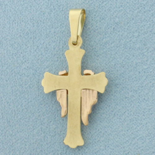 Shroud Cross Pendant in 14k Yellow and Rose Gold