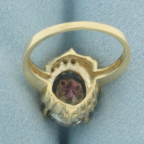 Mystic Topaz and Diamond Ring in 10k Yellow Gold