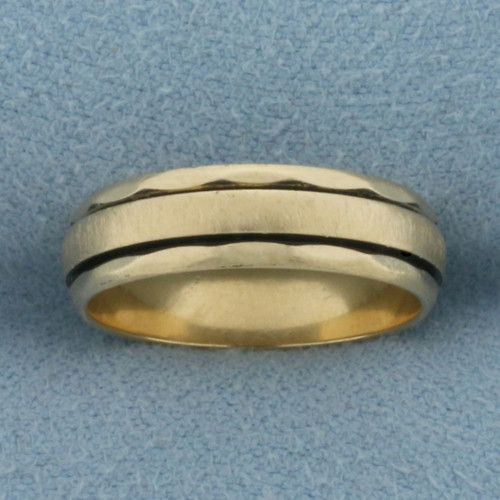 Vintage Banded Wedding Band Ring in 14k Yellow Gold