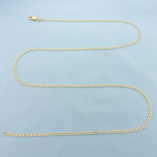 20 Inch Anchor Mariner Link Chain Necklace in 14k Yellow Gold