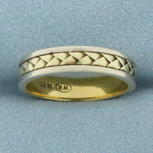 Geometric Two-Tone Band Ring in 14k Yellow and White Gold