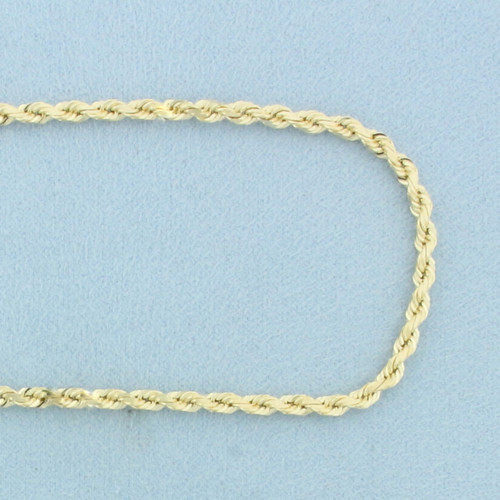 20 Inch Rope Link Chain Necklace in 14k Yellow Gold