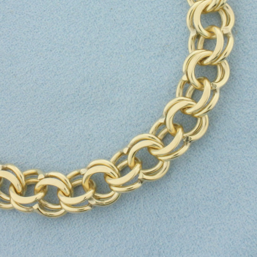Double Loop Charm Bracelet in 14k Yellow Gold