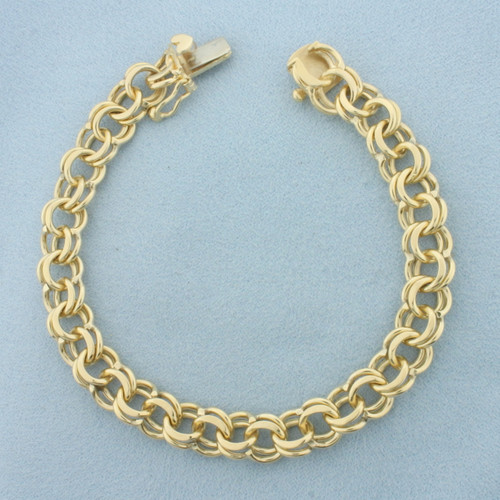 Double Loop Charm Bracelet in 14k Yellow Gold