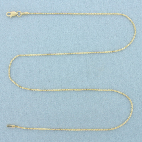 16 Inch Wheat Link  Choker Necklace in 14k Yellow Gold