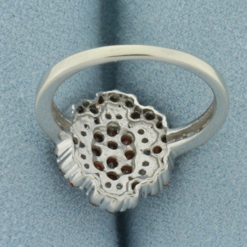 Garnet and Diamond Ring in 10k White Gold