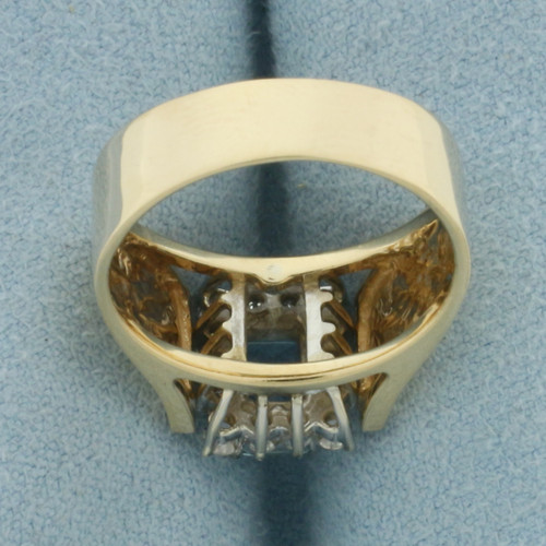 Aquamarine and Diamond Ring in 14k Yellow Gold