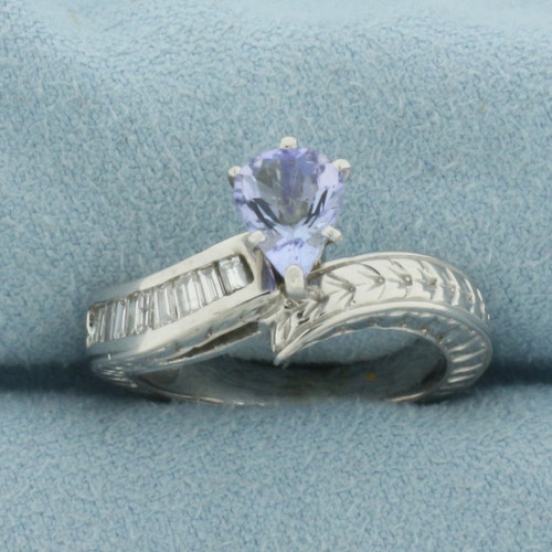 Tanzanite and Diamond Ring in 14k White Gold