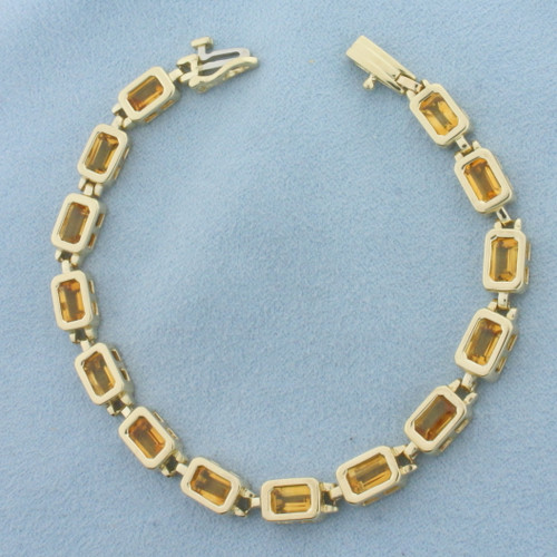 Citrine Bezel Set Tennis Bracelet in 14k Yellow Gold