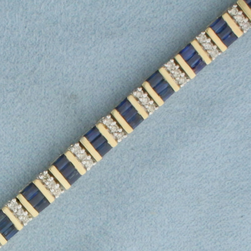 Sapphire and Diamond Bracelet in 14k Yellow Gold
