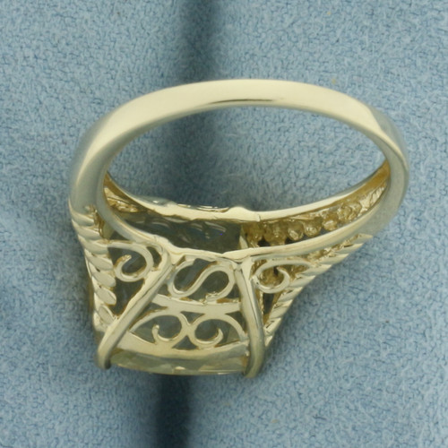 Yellow Tourmaline and Diamond Statement Ring in 14k Yellow Gold