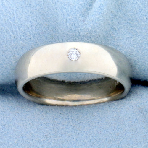 Solitaire Diamond Band Ring in 14K White Gold