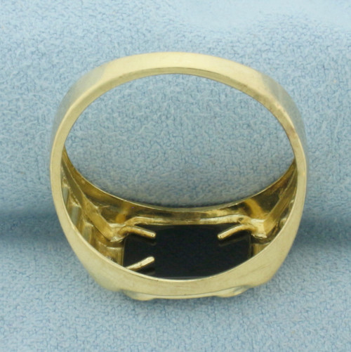 DAD Onyx and Diamond Ring in 10K Yellow Gold