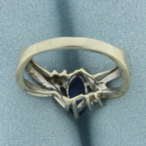Sapphire and Diamond Ring in 10k White Gold