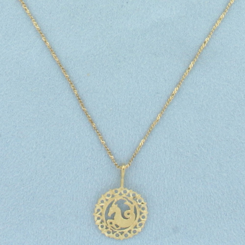 Capricorn Zodicac Necklace in 14k Yellow Gold