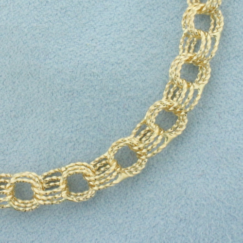 Triple Loop Charm Bracelet in 14k Yellow Gold