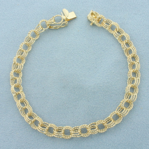 Triple Loop Charm Bracelet in 14k Yellow Gold