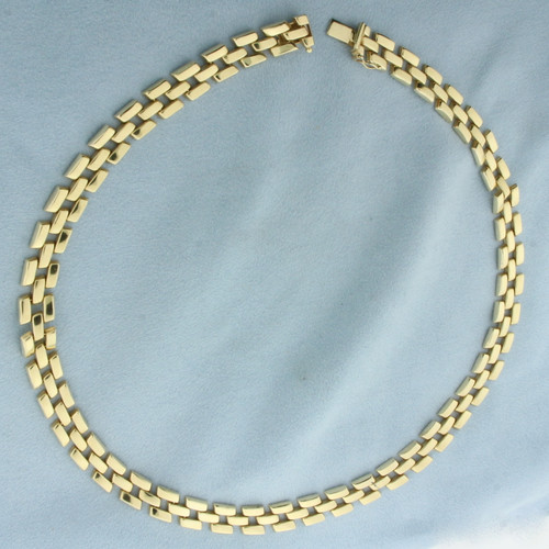 Italian 18 Inch Panther Link Necklace in 14k Yellow Gold