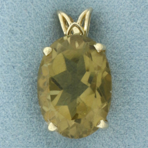 Large Citrine Solitaire Pendant in 14k Yellow Gold