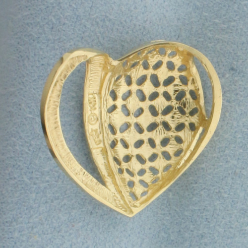 Diamond Cut Heart Pendant or Slide in 14k Yellow Gold