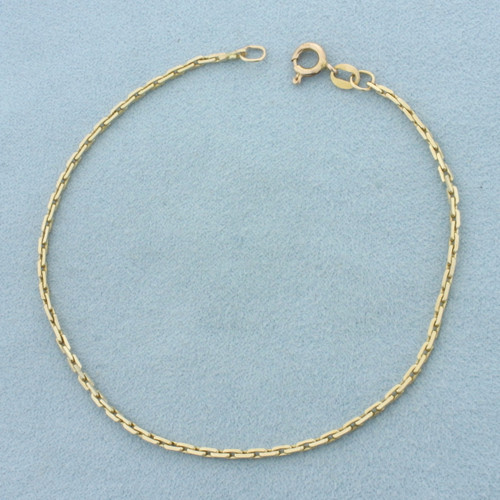 Italian Beveled Cable Link Bracelet in 14k Yellow Gold