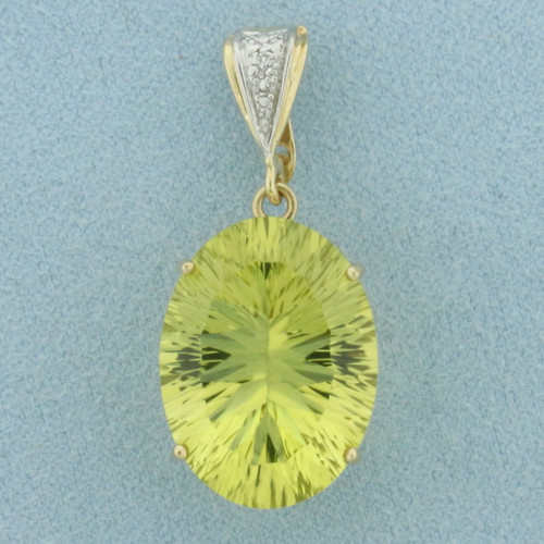 Fancy Cut Yellow Tourmaline and Diamond Pendant in 10k Yellow Gold