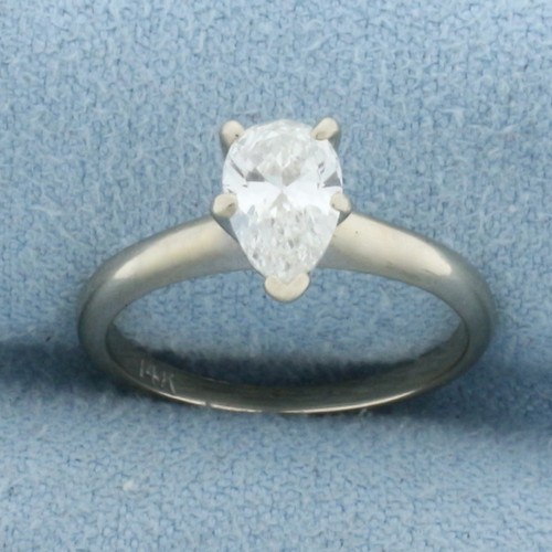 1ct Pear Diamond Solitaire Engagement Ring in 14K White Gold