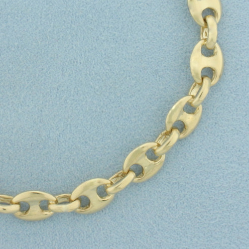 Puffy Anchor Mariner Link Bracelet in 14k Yellow Gold