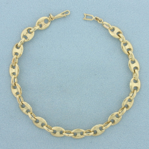 Puffy Anchor Mariner Link Bracelet in 14k Yellow Gold