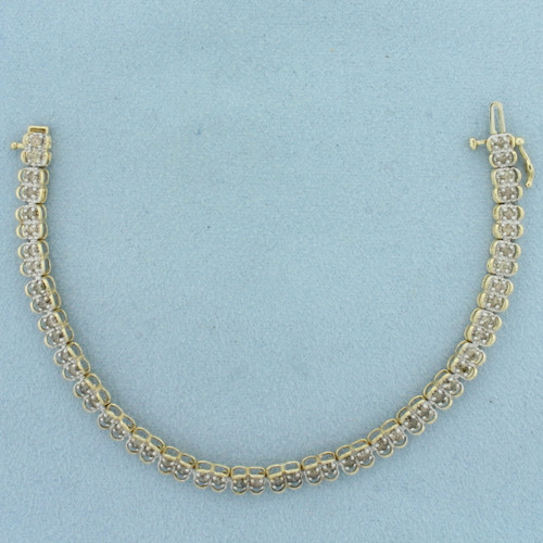 Champagne Diamond Tennis Bracelet in 10K Yellow Gold