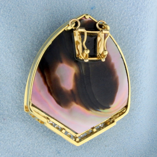 Designer Mabe Pearl and Diamond Statement Pendant in 18k Yellow Gold