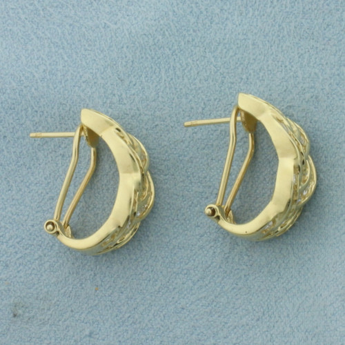 Diamond Braided Design Earrings in 14K Yellow Gold
