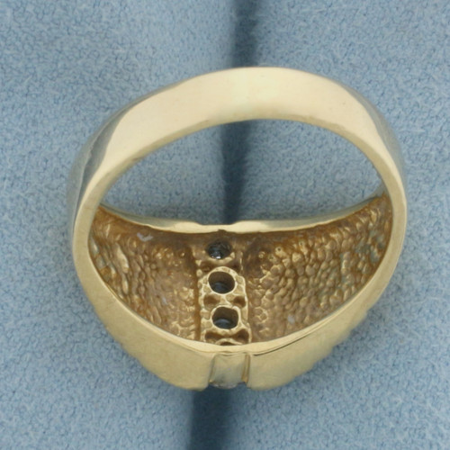 Mens Vertical Diamond Line Ring in 14k Yellow Gold