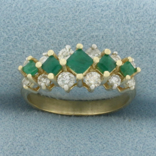 Emerald and Diamond Ring in 14k Yellow Gold