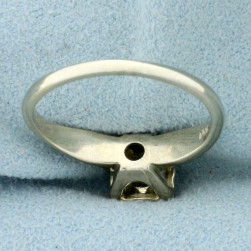 Vintage Diamond Solitaire Engagement Ring in 14K White Gold