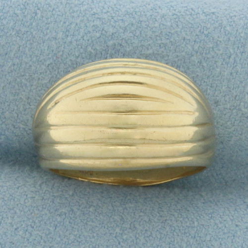 Striped Dome Ring in 14k Yellow Gold