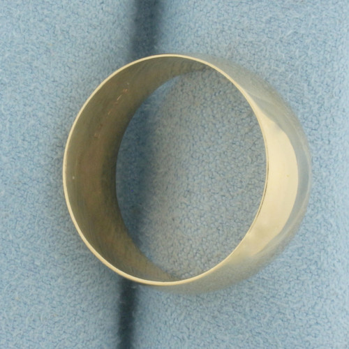 Mens Wide Half Dome Wedding Band Ring in 14k Yellow Gold