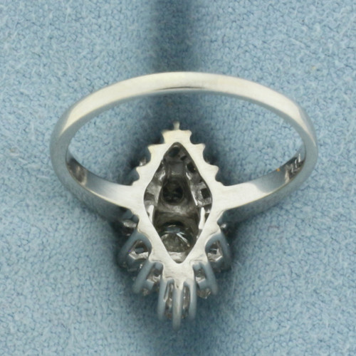 Square and Round Diamond Ring in 14k White Gold
