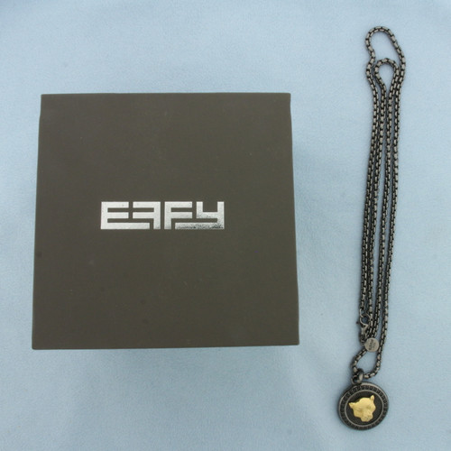 Effy Mens Two Tone Spinel Panther Necklace in Sterling Silver
