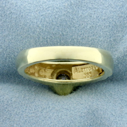 Unique Quilted Design Diamond Solitaire Ring in 14K Yellow Gold