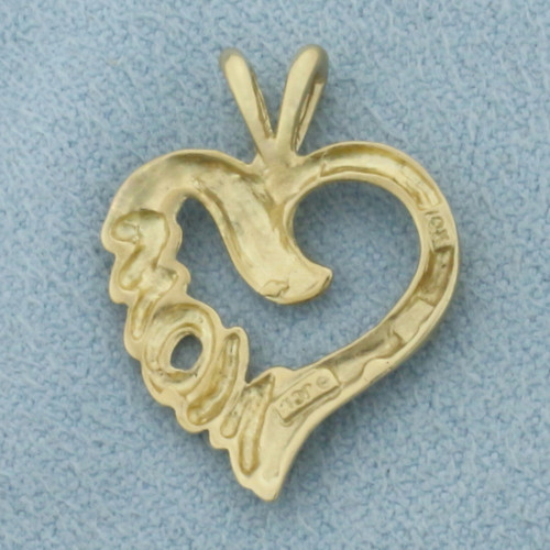 Mom Heart Pendant in 10k Yellow Gold
