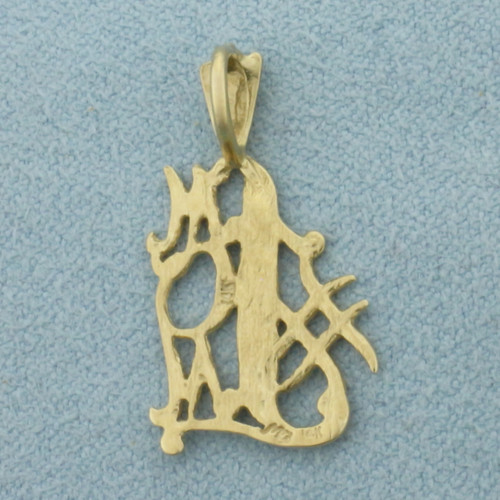 Number One #1 Mom Pendant in 14k Yellow Gold