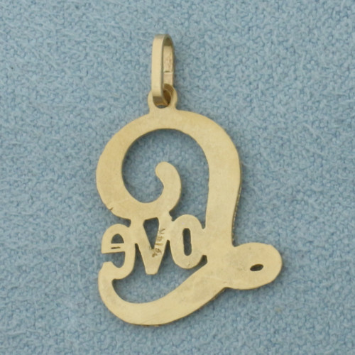 Love Pendant or Charm in 14k Yellow Gold