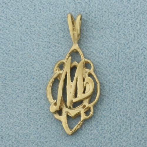 M Initial Pendant in 14k Yellow Gold