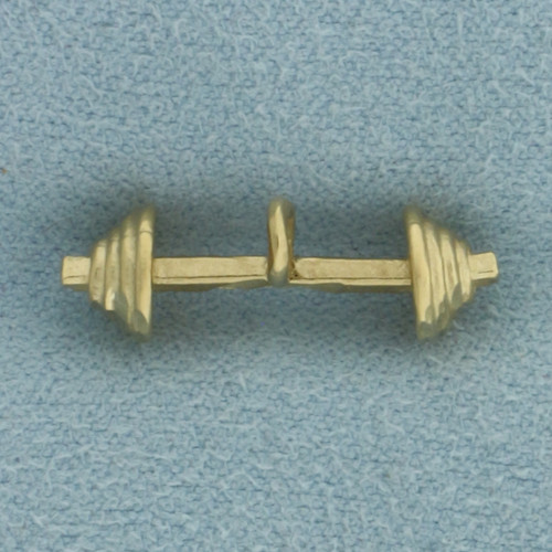 Barbell Pendant or Charm in 14k Yellow Gold