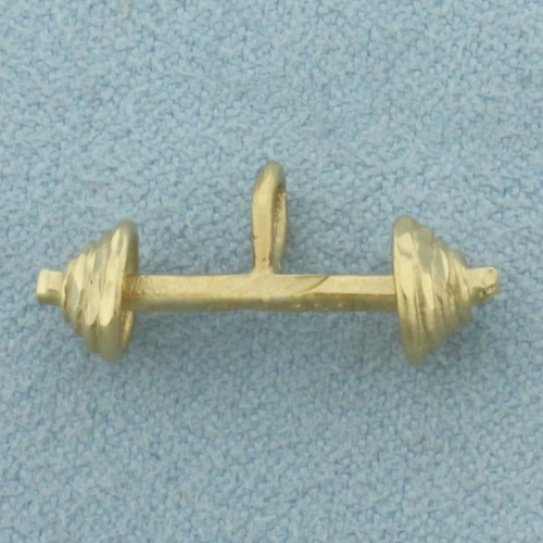 Barbell Pendant or Charm in 14k Yellow Gold