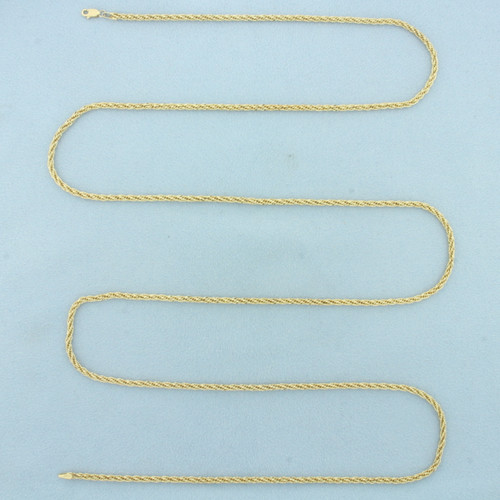 37 Inch Sparkle Twisting Rope Link Chain Necklace in 14k Yellow Gold