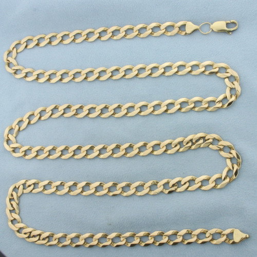 Long 37 Inch Curb Link Chain Necklace in 10k Yellow Gold