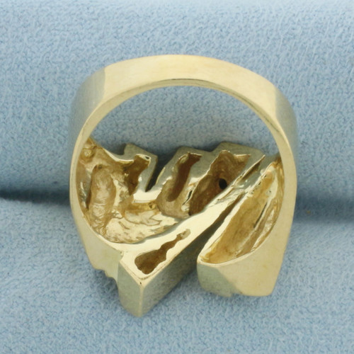 Modern Abstract Design Diamond Ring in 14k Yellow Gold