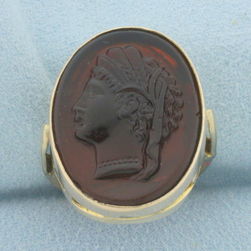 Intaglio Cameo Aphrodite Ring in 10k Yellow Gold